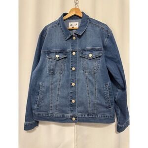 Seven7 Womens Denim Jacket Medium Wash Blue Jean Jacket XL